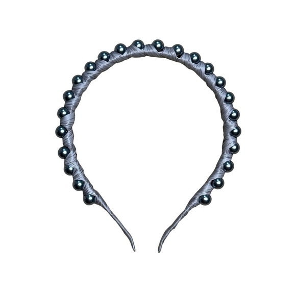Anthropologie Silver Pearl Wrapped Ribbon Thin Headband - 1 count - Picture 1 of 5